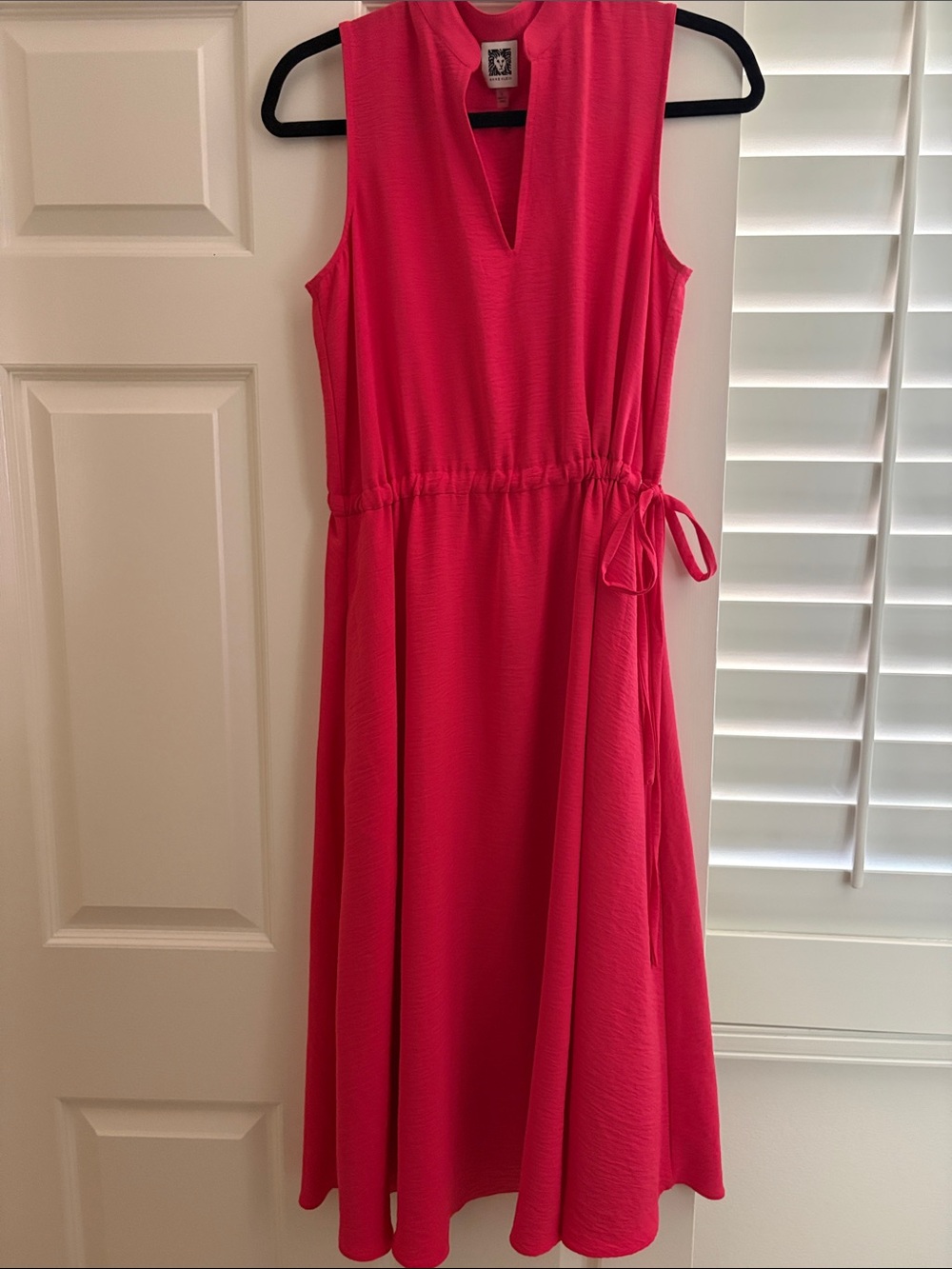 Anne Klein coral/orange Sleeveless Tie-Waist Midi Dress